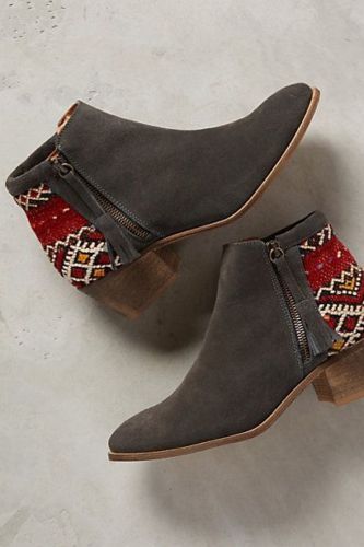 NIB! Anthropologie Howsty Tahirah Kilim Booties Boots Grey Suede 41 9 9.5 $245  | eBay