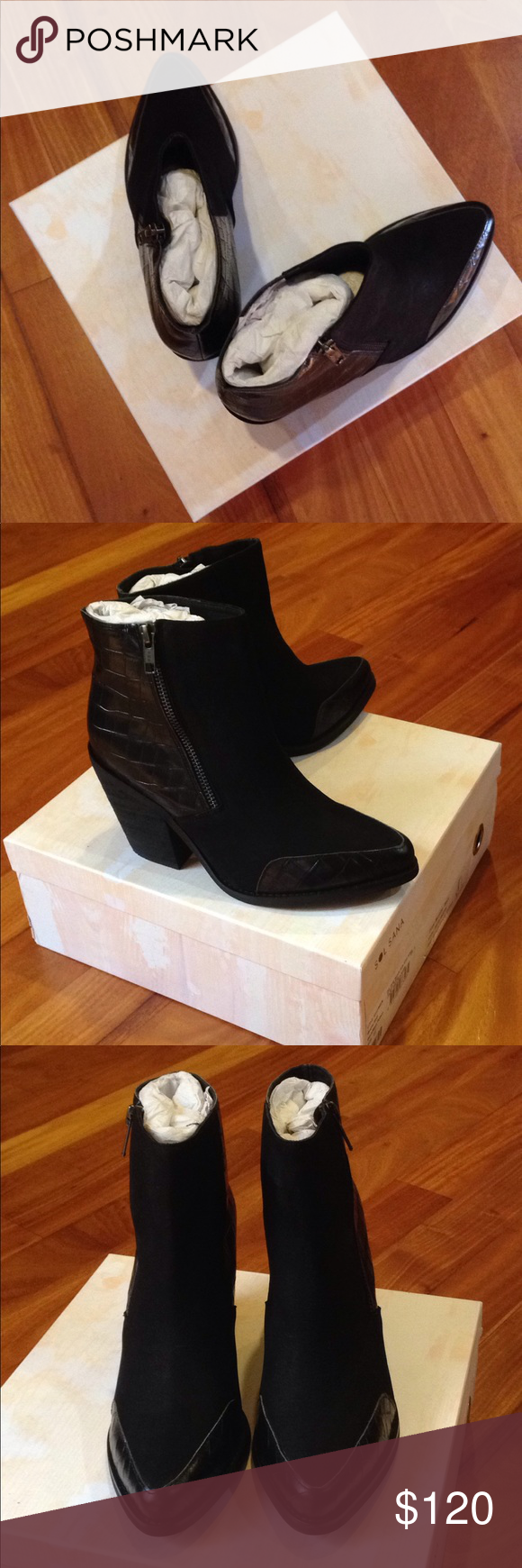 NIB Sol Sana ankle boots leather 37 New in box. Perfect to wear with shorts, ski…
