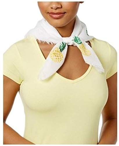 New INC Womens Pineapple Embroidered Metallic Bandana White O/S online shopping