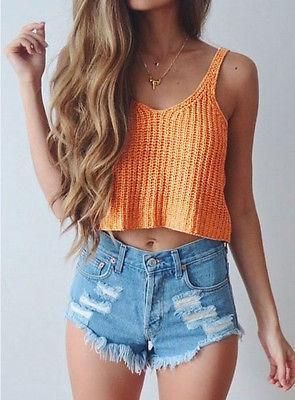 New Ladies Women Knitted Short Sleeveless Crop Tops Lady Vest Tanks Camis Bralet Bra Fashion New Summer Outfits