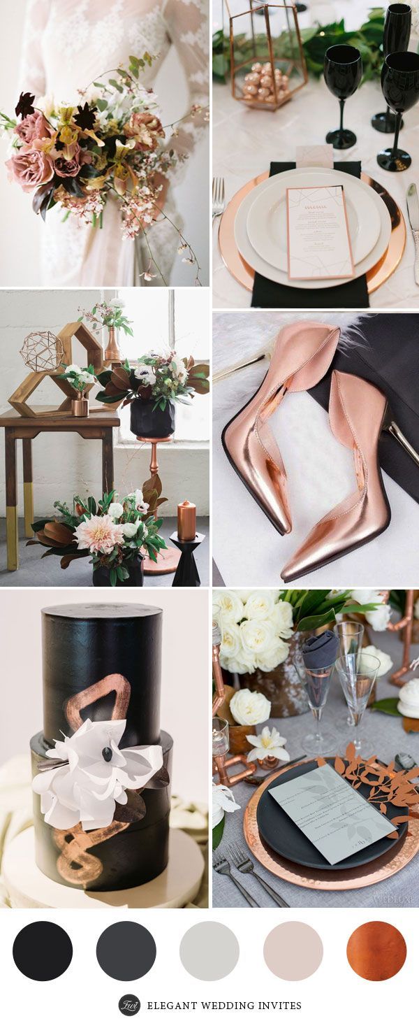 Perfect 7 Wedding Color Palettes 2017 with Metallic Copper Accents