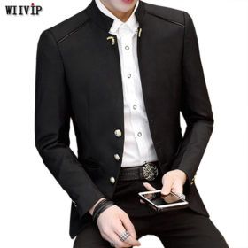 Plyesxale Mens Printed Blazers 2018 Spring Slim Fit Casual Suit Jacket Chinese Style Khaki Vintage Blazer Man Brand Clothing Q5