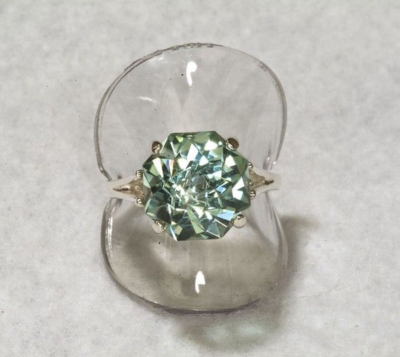 Prasiolite Green Amethyst 9 carat Unique Engagement Ring