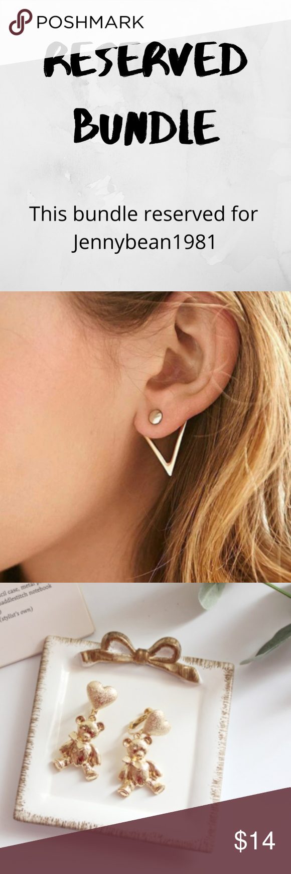 Reserved Bundle Cute Geometric Triangle Stud Earrings                           …
