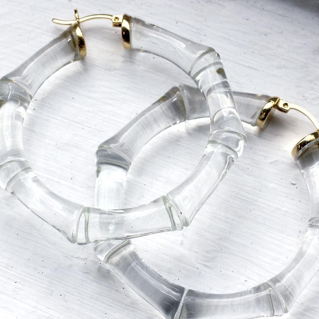 SHAMI ™ on Instagram: “LUCITE BAMBOO HOOP EARRINGS • tap to view. #shamiof…