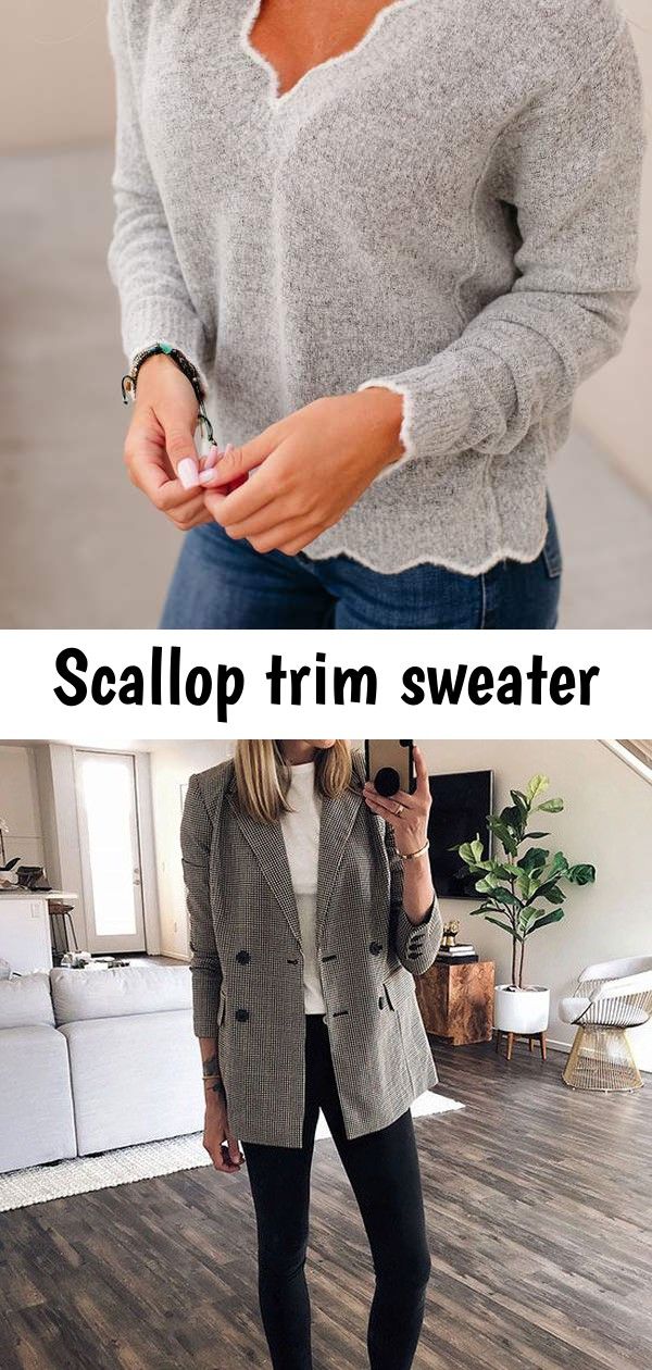 Scallop trim sweater