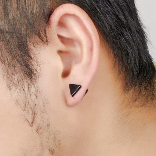Stainless Steel Triangle Stud Men Earrings