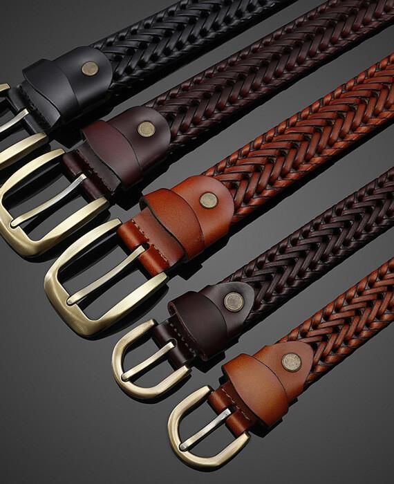 Strap Jeans Pin Buckle Vintage Weaving Leather Belts | Seamido