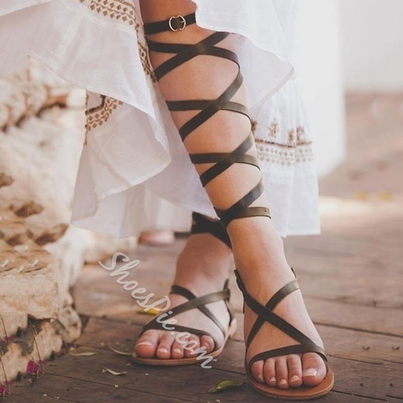 Strappy Open Toe Buckle Gladiator Sandals