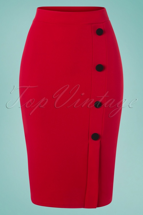 Vintage Chic for TopVintage 50s Ginny Pencil Skirt in Lipstick Red