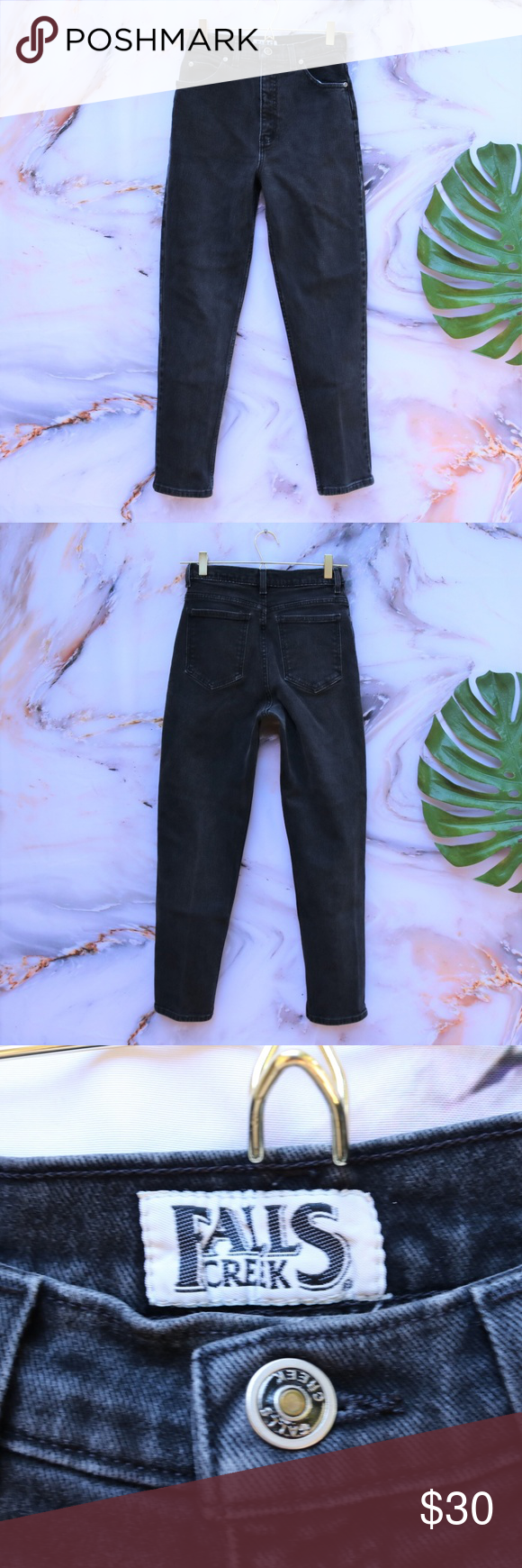 Vintage High Rise Tapered Black Mom Jeans Sz 8P Classic vintage petite high rise…