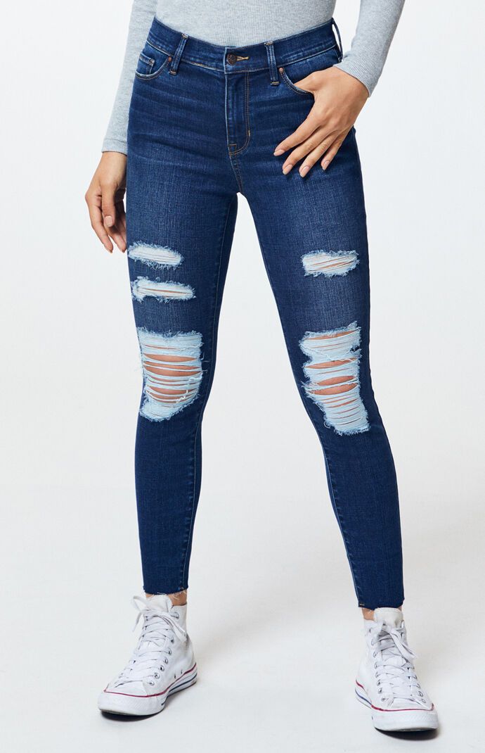 Wave Blue High Waisted Ankle Jeggings