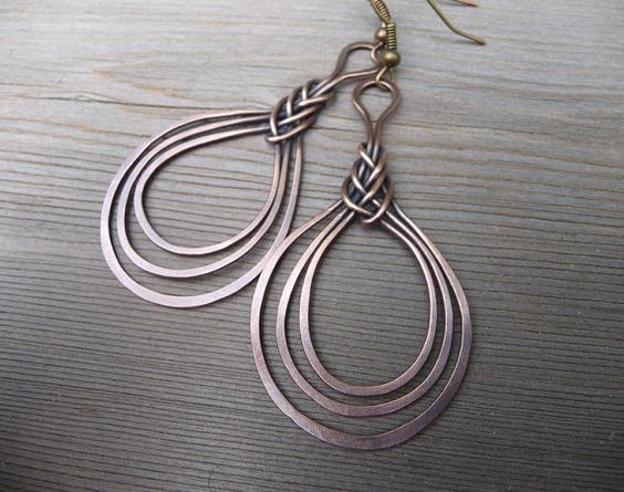 Wire wrapped earring / copper wire jewelry / wire wrapped jewelry handmade / wire wrap …
