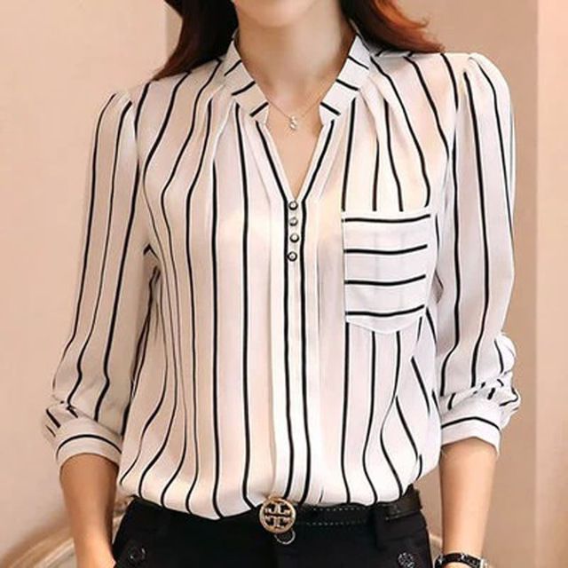 Women Blouse Korean Striped Blouse Shirts Femme Long Sleeve Chiffon Blouses Shirt Women Tops Fashion 2017 Blusas Mujer Donne