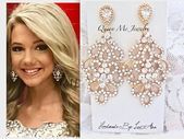 Yellow Gold crystal chandelier earrings For a bride Sterling posts Gold wedding …