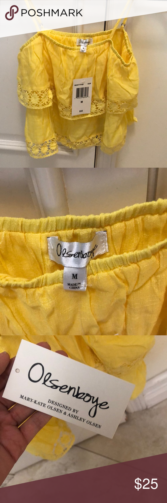 Yellow blouse Medium Yellow Flowy Top. Size medium. New with tags. Olsenboye bra…