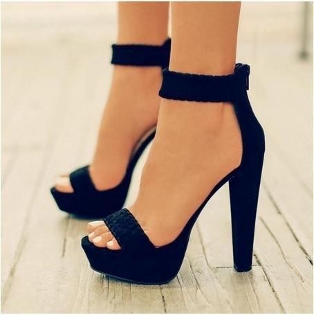 Zipper Platform Fashion Women Peep Toe High Heels Shoes