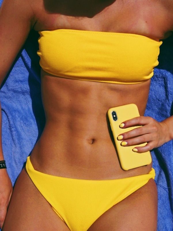 women’s yellow two piece swimsuit, women’s fashion, summer style, how to style, …