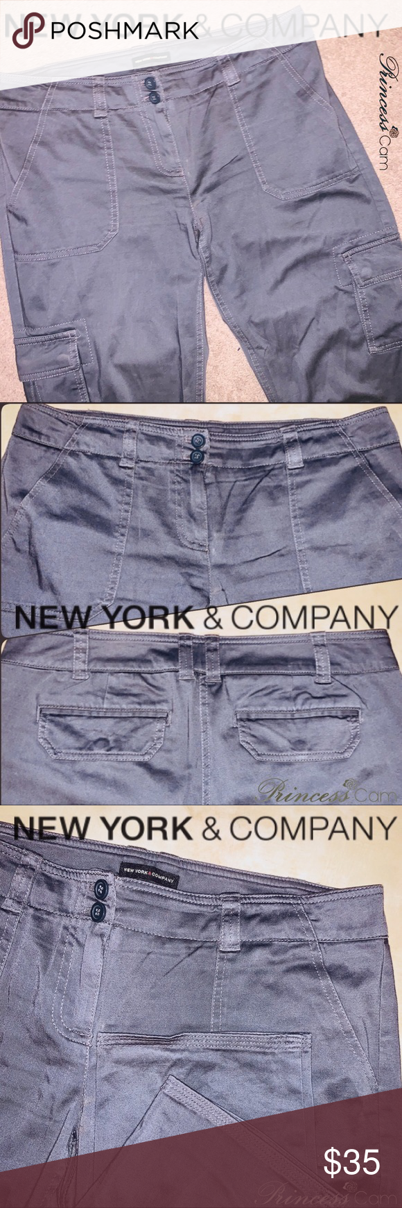 🆕NY & CO Women Slate Gray Cargo Pants Sz 6 Preloved worn a few times! Super c…