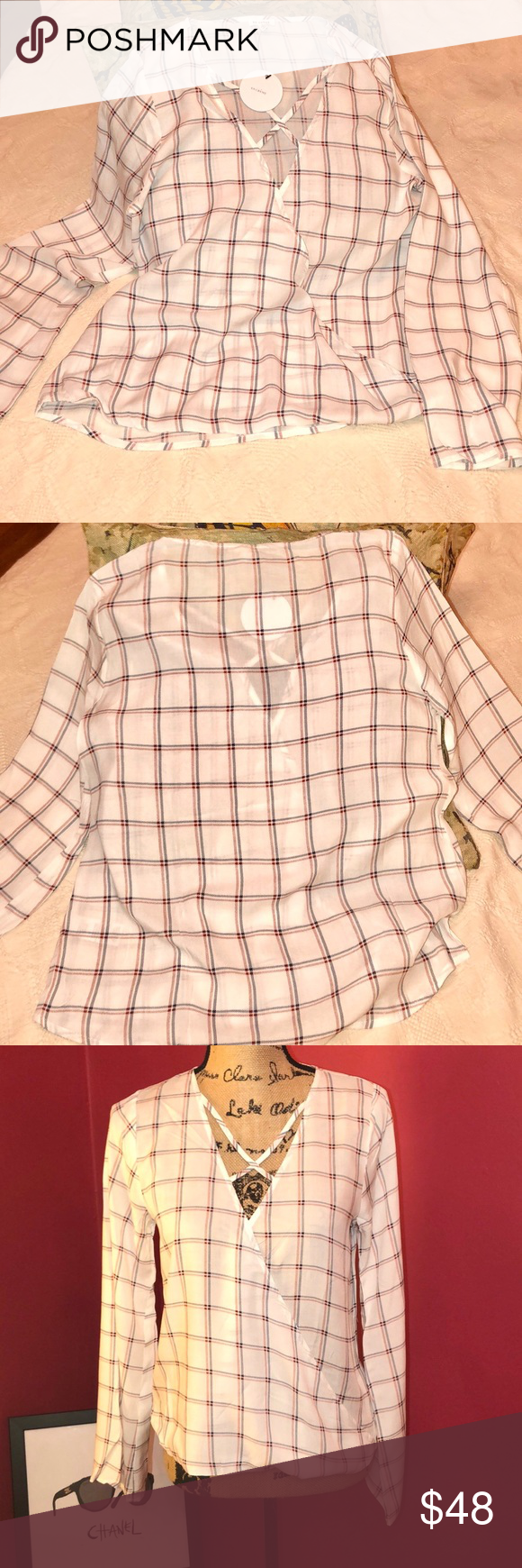 💃Adorable Plaid Blouse Brand new from my boutique. Adorable plaid blouse, wit…