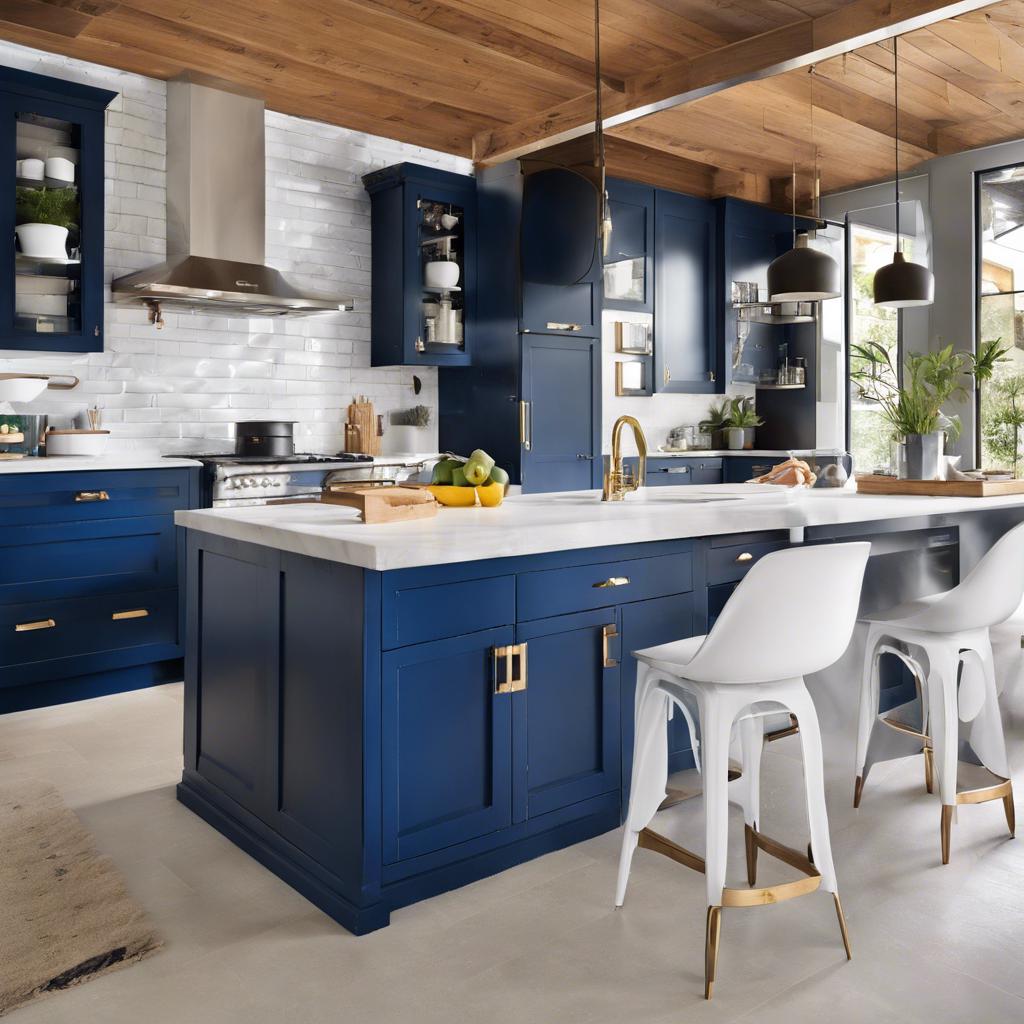 Creating Contrast: pairing Blue Cabinets with White Countertops