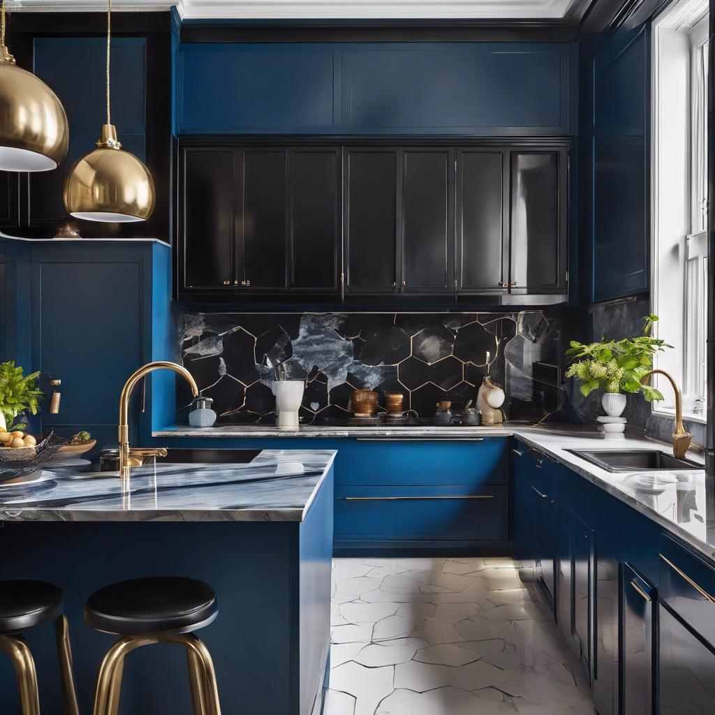 Creating a Timeless Look‌ with Blue and Black Kitchen Design