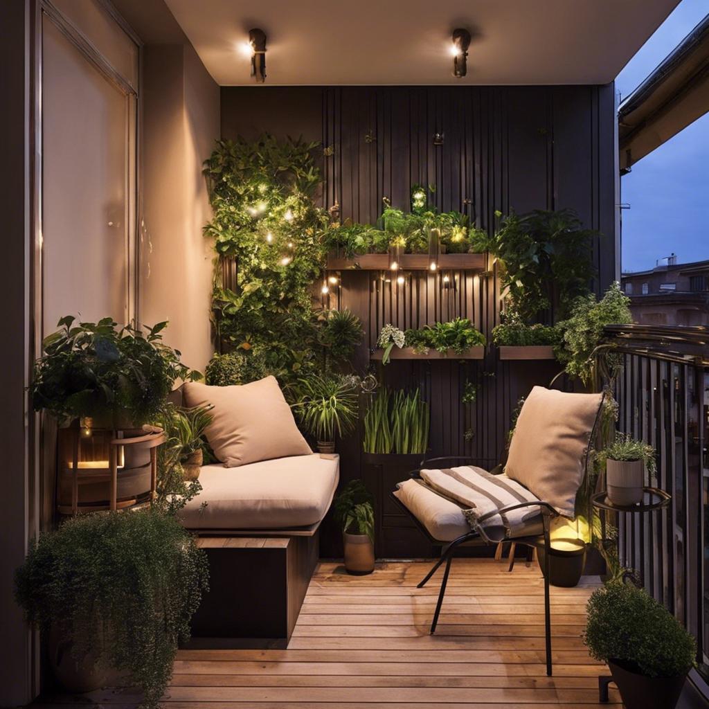 - Enhancing Ambiance with Lighting and Greenery in Small Balcony Design