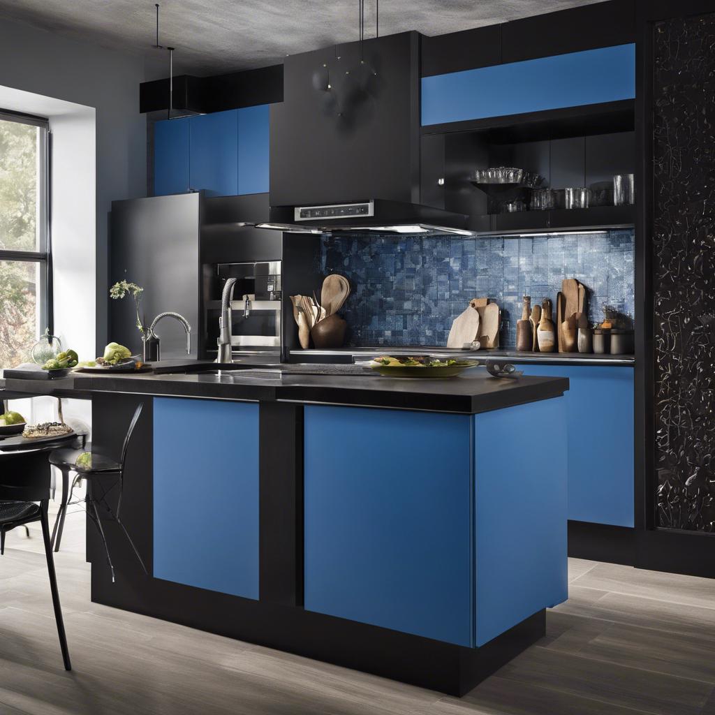 Utilizing Contrasting Textures in Blue‍ and Black Kitchen Design