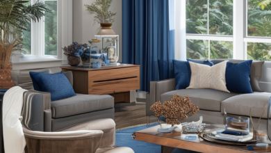 Blending Blue and Brown: A Harmony of Tones in Living Rooms