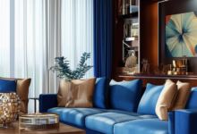Harmonizing Blue and Brown: A Modern Approach to Living Room Design