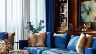 Harmonizing Blue and Brown: A Modern Approach to Living Room Design
