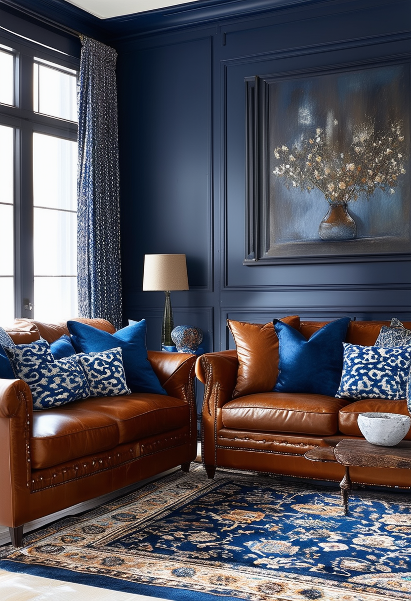 Harmonizing Hues: Decorating with Blue and Brown in Living Rooms
