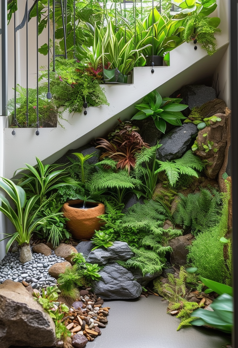 Hidden Oasis: Innovative Plant Designs for Under Stairs Landscapes