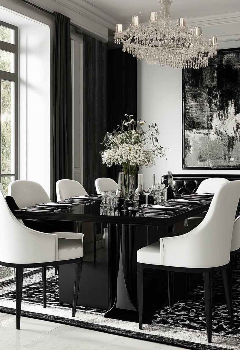 Monochromatic Elegance: Black & White Dining Room Furniture