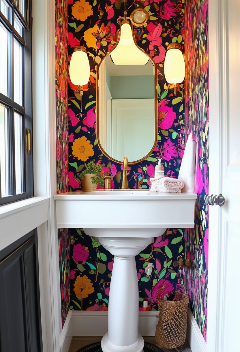 Vibrant Petite Powder Room Design