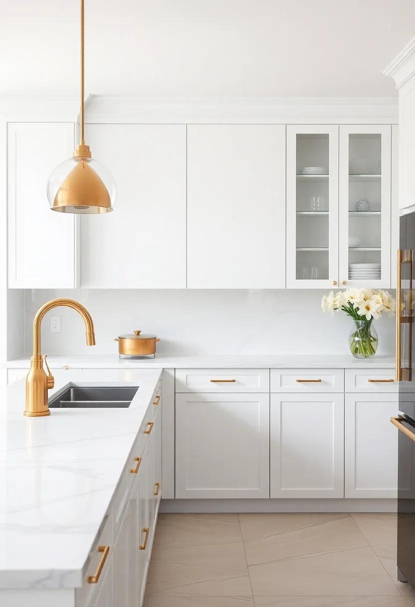 Elegant Touches of Luxury Through Marble Countertops and Gold Fixtures