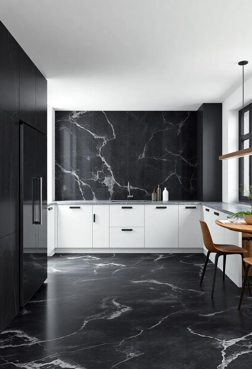 Create A Bold Statement with⁣ Dark And Striking ‌Marble effect tile Options