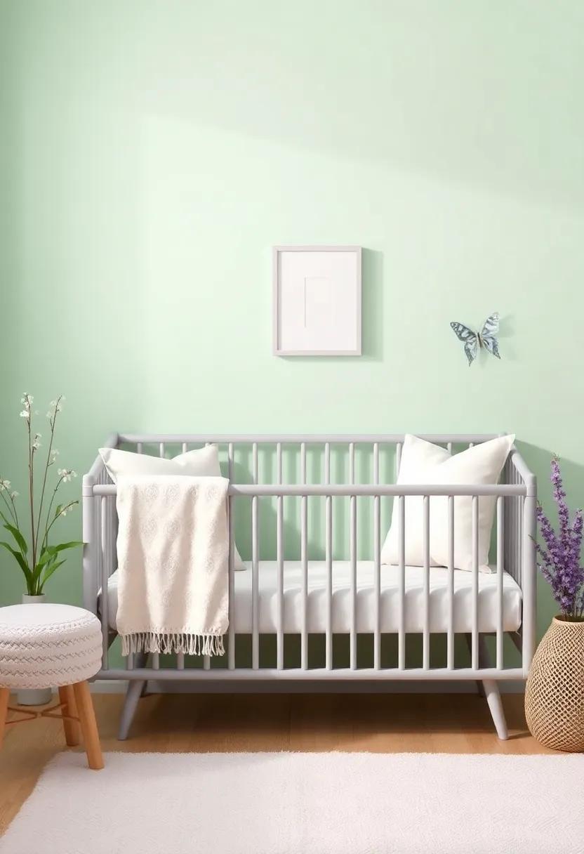 Creating‌ a Calming Atmosphere with⁣ Soft Mint Green Hues and Gentle Lavender Accents