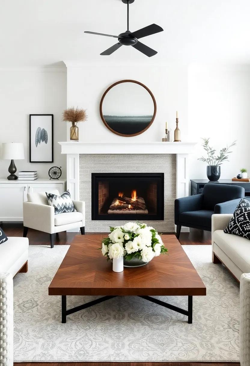 Fireplace Focus: Designing a Centerpiece⁢ with Charcoal and Crisp White