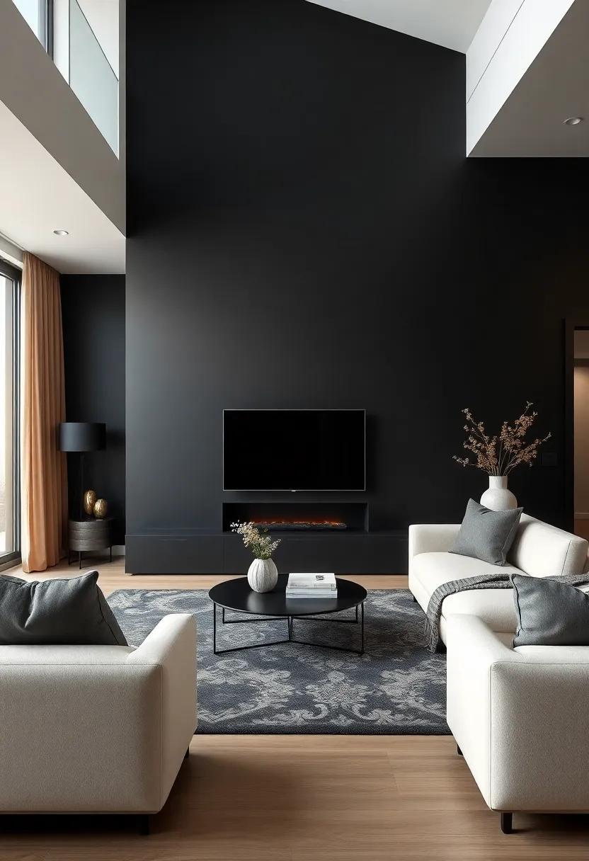 Embracing Elegance: Designing a Contemporary Living Room with Matte Black Walls