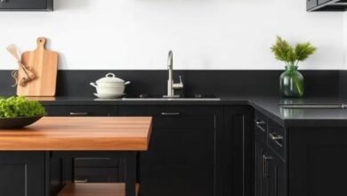 Elegant Transformation: The Perfect Blend of Black Kitchen Cabinets and Butcher Block Charm