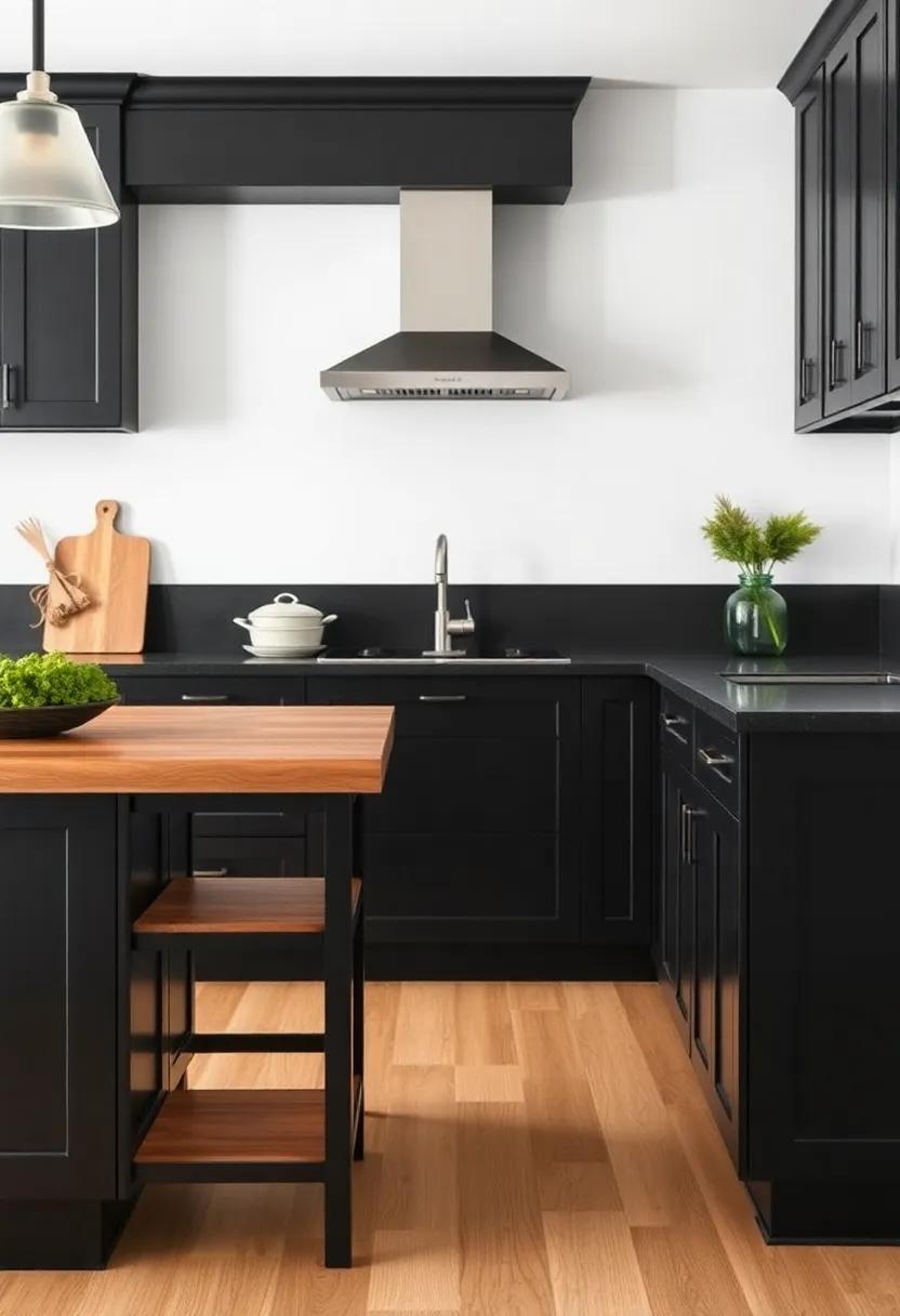 Elegant Transformation: The Perfect Blend of Black Kitchen Cabinets and Butcher Block Charm