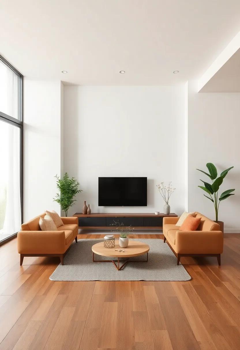 Embracing Nature: Designing an Earthy Tones Living Room with Wooden Floors