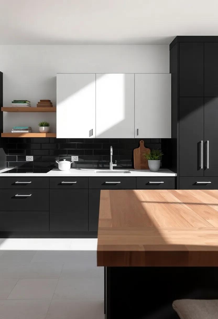 A Play of Shadows: How ⁣Black cabinets Play Nicely with ‌the liveliness of Butcher⁢ Block