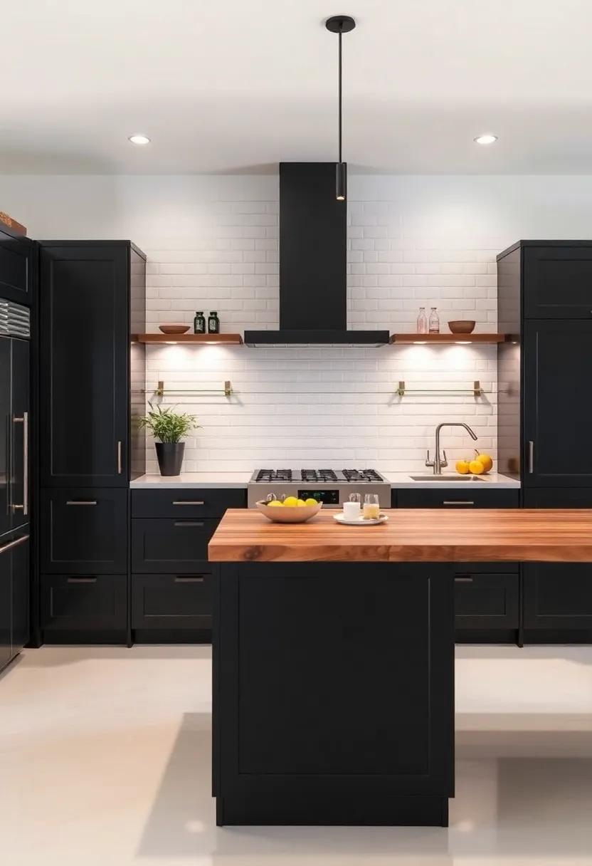 Bright Accents: The⁢ Role of Lighting in Highlighting Black Cabinets and Butcher Block Finishes