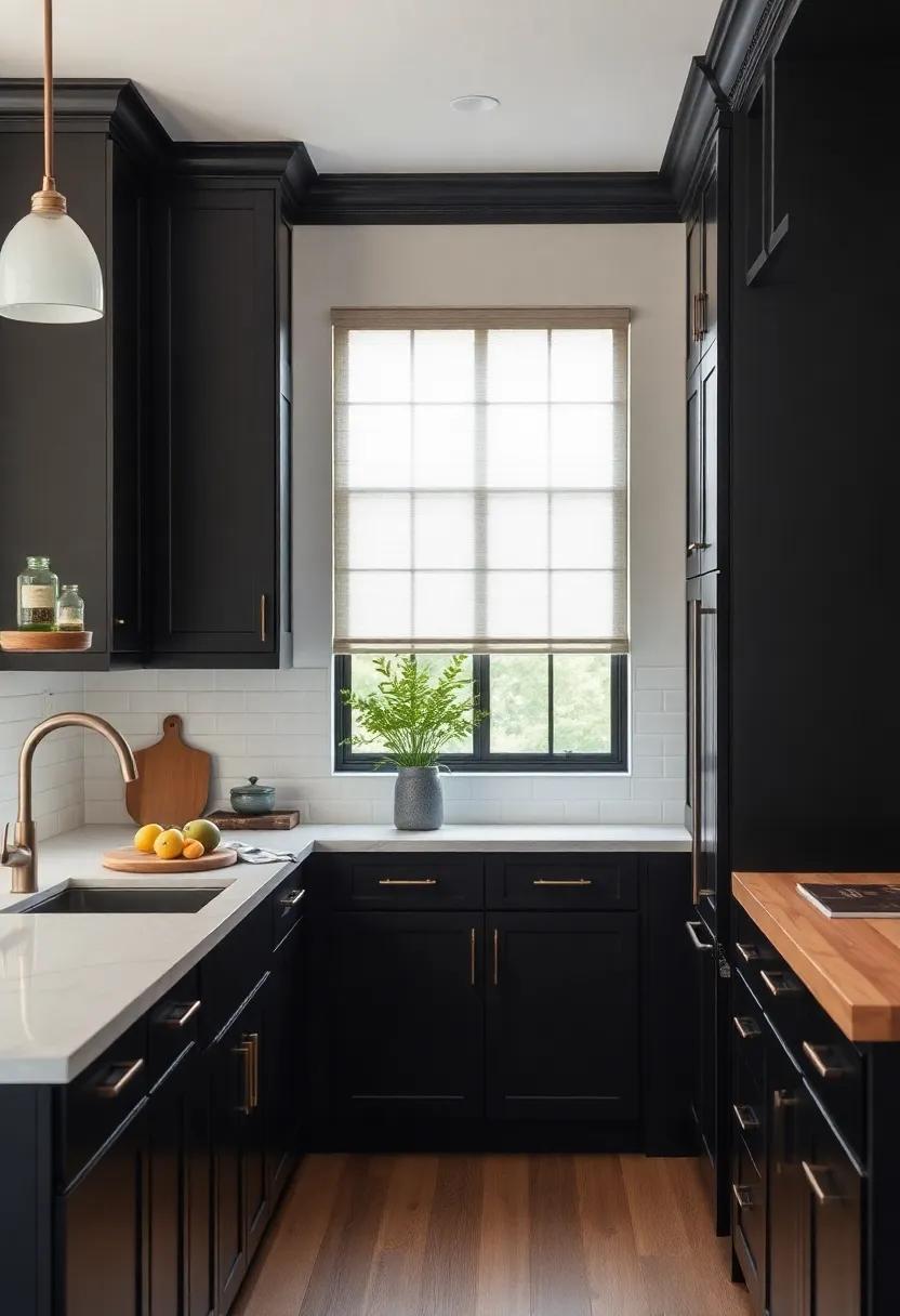 Timeless appeal: Exploring‌ the Classic Nature of Black Cabinets and Natural Wood Combos