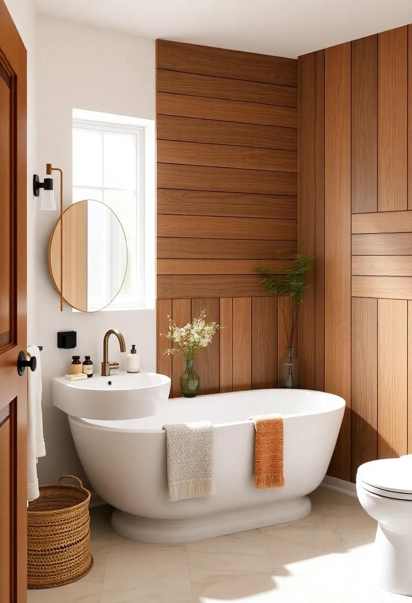 Character and Charm: Using​ Wood to Define bathroom Zones