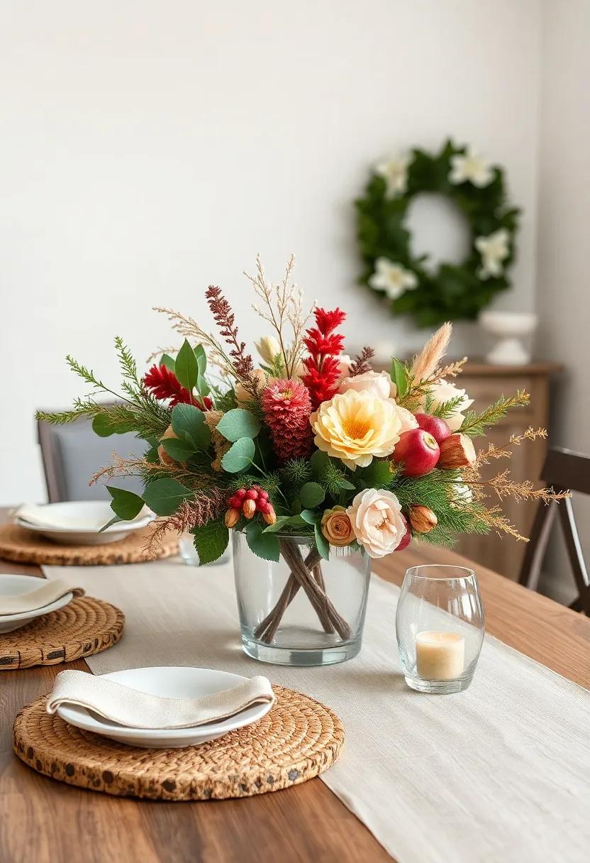 rustic Centerpieces Featuring Natural Elements and Textures