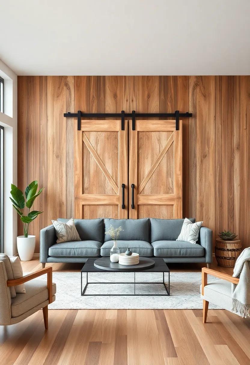 Crafting a statement ​Wall: Showcasing‌ Barn Doors ‍and Wood Panels