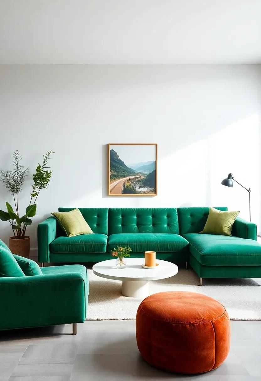 A Striking ⁣Focal Point: ⁣Making Green Velvet the Centerpiece of Your Room